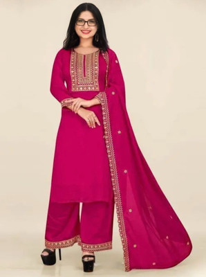Harshiv Creation Embroidered Kurta, Palazzo & Dupatta Set