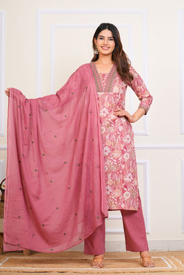 RASOKURTI Women Kurti Pant Attached Dupatta Set