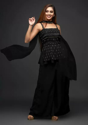 GREENERA Creation Women Crop Top Sharara Dupatta Set