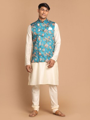 VASTRAMAY Men Kurta Pyjama Ethnic Jacket Set