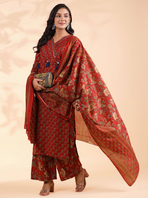 VBUYZ Women Kurta Palazzo Dupatta Set