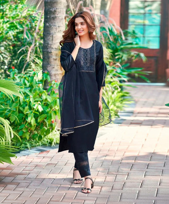 Blue Zircon Women Kurta Pant Dupatta Set