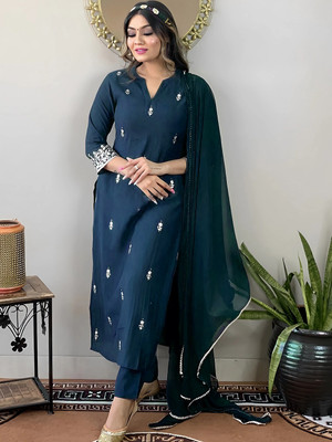 pinfit Women Kurta Palazzo Dupatta Set