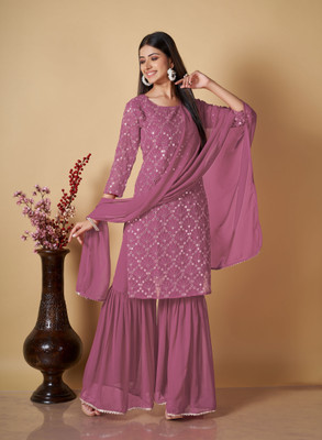 parrot creation Women Ethnic Top Sharara Dupatta Set