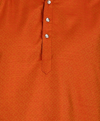 FUBAR Men Self Design Straight Kurta(Orange)