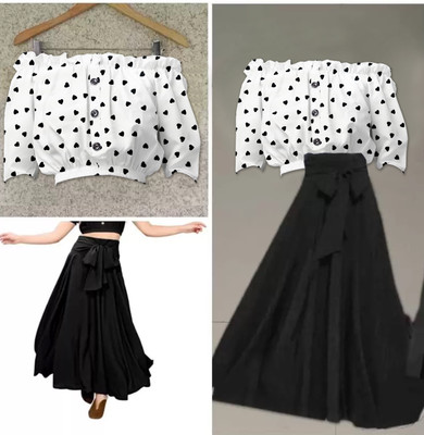 KAHARA Women Crop Top Skirt Set