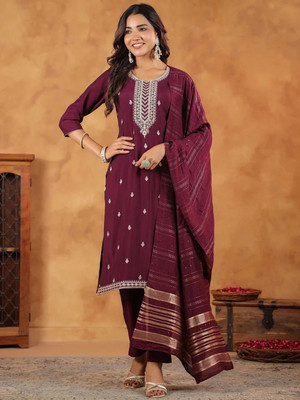Janasya Women Kurta Pant Dupatta Set