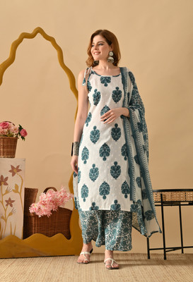 TheKurtiPoint Printed Kurta, Palazzo & Dupatta Set