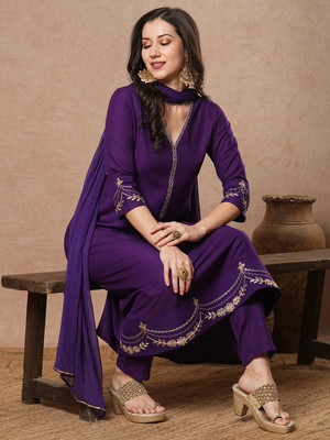 Tasrika Embroidered Anarkali Kurta, Bottom & Dupatta Set