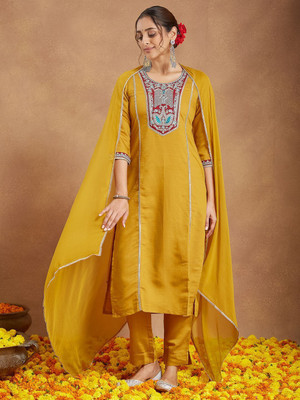 Janasya Women Kurti Pant Dupatta Set