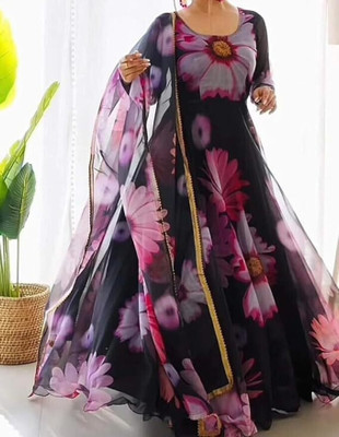 HouseOfCommon Women A-line Black Maxi/Full Length Dress
