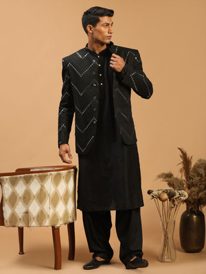 VASTRAMAY Men Kurta Pyjama Ethnic Jacket Set