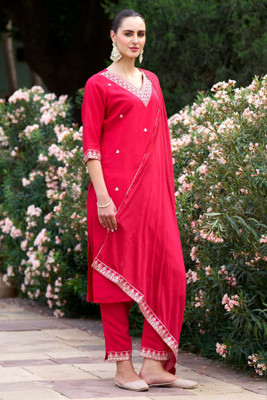 kiwastudio Embroidered Kurta, Trouser/Pant & Dupatta Set