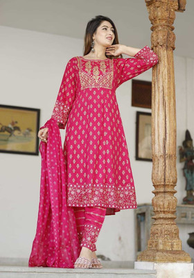 Kurtee King Printed Kurta, Palazzo & Dupatta Set