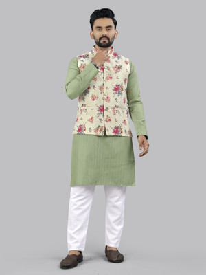 LeipZig Men Kurta Pyjama Ethnic Jacket Set