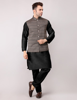 ADARNIYA Men Kurta Pyjama Ethnic Jacket Set