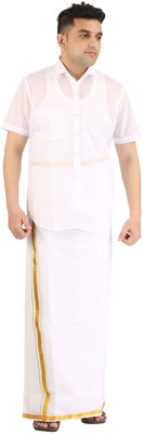 Prakasam Cotton Men Shirt Dhoti Set