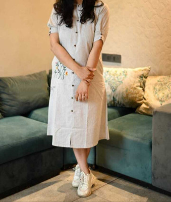 MUDRAS FASHION Women Embroidered A-line Kurta(Grey)