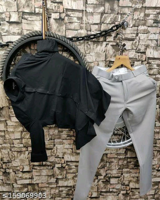 BLACKSHIP Men Shirt Pant Ethnic Jacket Set