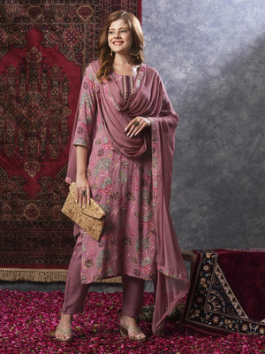 Tasrika Floral Print Kurta, Trouser/Pant & Dupatta Set