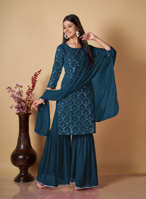 Balveer Creation Women Kurta Sharara Dupatta Set