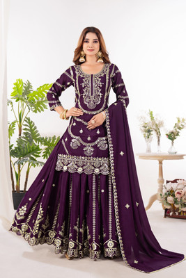 Hamofy Women Ethnic Top Palazzo Dupatta Set