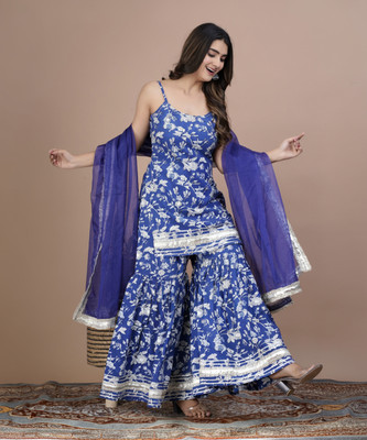 Suyasam Creatiom Women Kurta Sharara Dupatta Set