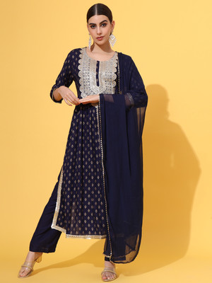 Gulabi Leaf Women Kurta Pant Dupatta Set
