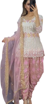 KAPANKU Women Kurta Dhoti Pant Dupatta Set