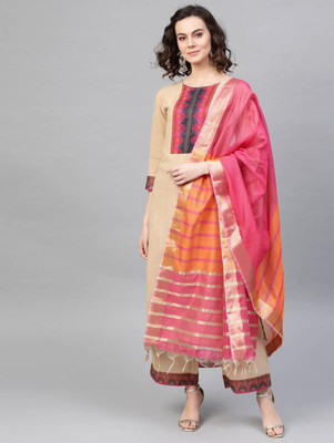 AnAdhTex Self Design Kurta, Palazzo & Dupatta Set