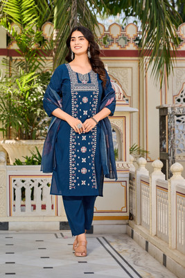 SassyLoom Embroidered Kurta, Trouser/Pant & Dupatta Set