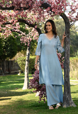 Sangria Women Kurta Palazzo Set