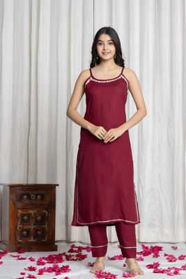 HRIDYANSHI CREATIONS Women Embroidered A-line Kurta(Maroon)