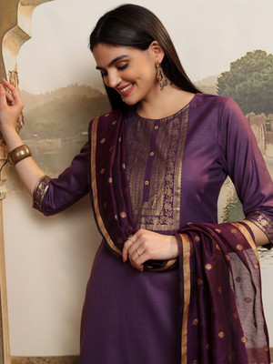 Vishudh Women Kurta Palazzo Attached Dupatta Set