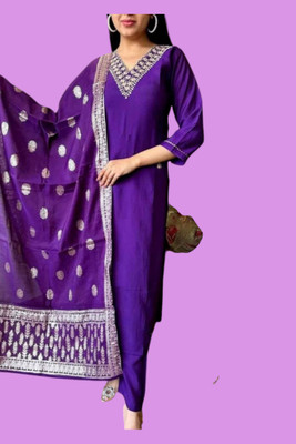 Rifashionv Women Crop Top Pant Dupatta Set