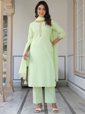 Janasya Women Kurta Pant Dupatta Set