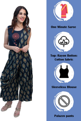 VAHSON Women Ethnic Top Palazzo Set