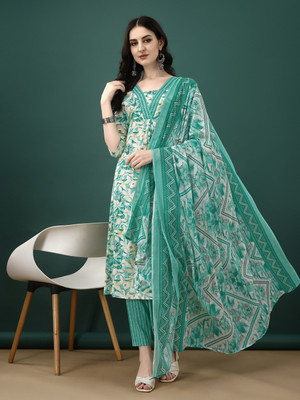 Tasrika Printed Kurta, Trouser/Pant & Dupatta Set