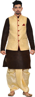 Royal Garments Men Kurta Dhoti Pant Ethnic Jacket Set