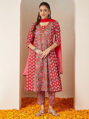 Janasya Women Kurti Pant Dupatta Set