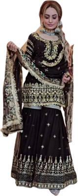 EMBOIRDERYFAB Women Ethnic Top Palazzo Dupatta Set