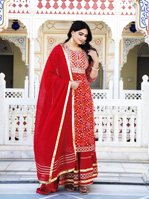 ELVISH JAIPUR Women Kurta Skirt Dupatta Set