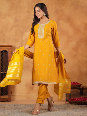 Janasya Women Kurta Pant Dupatta Set