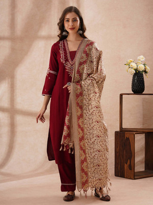 Fashor Women Kurta Palazzo Dupatta Set