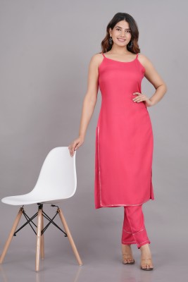 Vinod Enterprises Women Printed A-line Kurta(Pink)