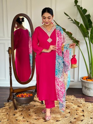 jinax Embroidered Kurta, Palazzo & Dupatta Set