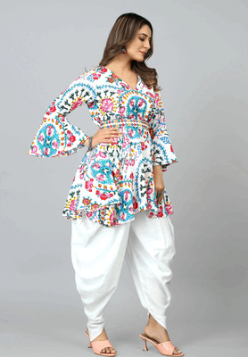 Lugru Colletion Women Ethnic Top Dhoti Pant Cape Set