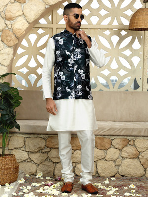 kraft india Men Kurta Pyjama Ethnic Jacket Set