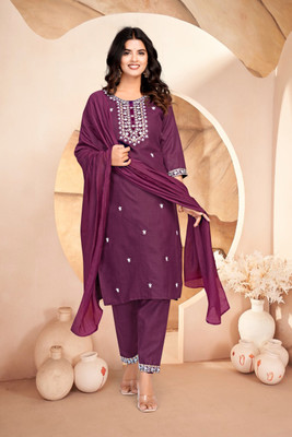 Niyuenterprise Embroidered Kurta, Trouser/Pant & Dupatta Set