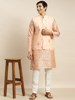SOJANYA Men Kurta Pyjama Ethnic Jacket Set